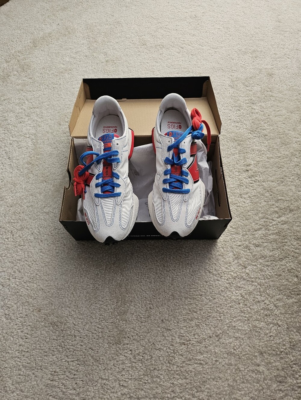 FIGS X MARVEL NEW BALANCE OPTIC WHITE SNEAKERS.